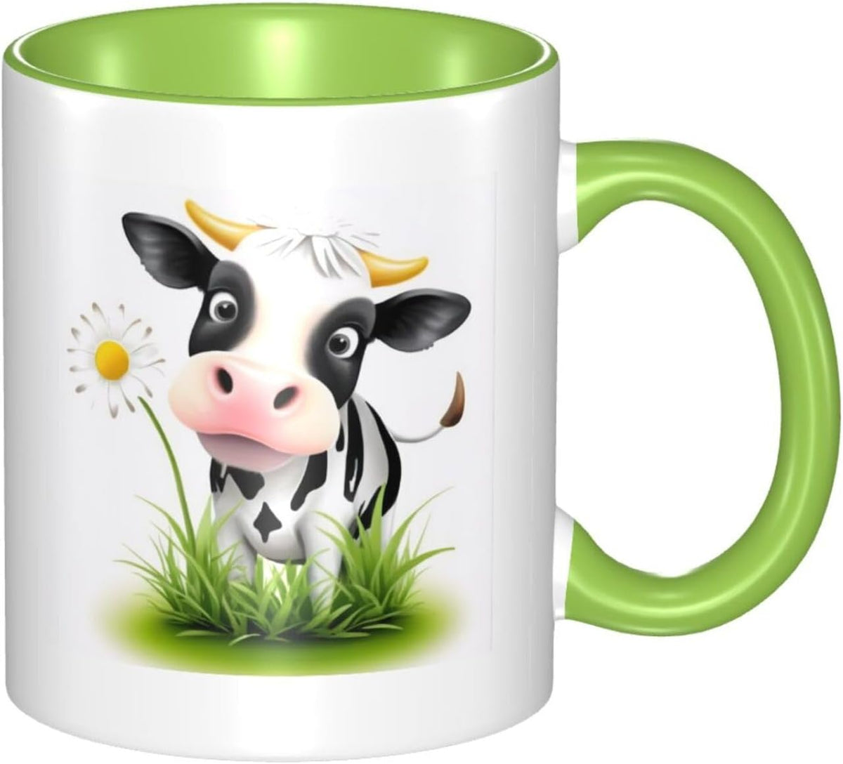 Stylish Cute Cow Printed, Colorful Inside Coffee, Double Ceramic Mug