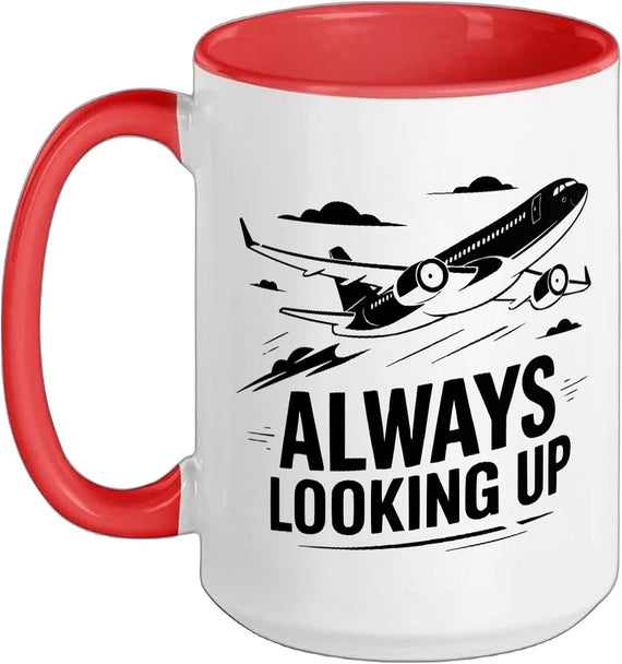 Always Looking Up Airplane Spotting Ceramic Mug