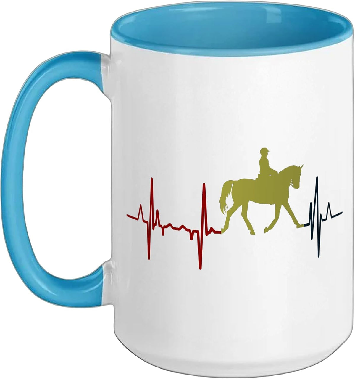 I Love Dressage Riding Horseback Rider Cardiogram Ceramic Mug