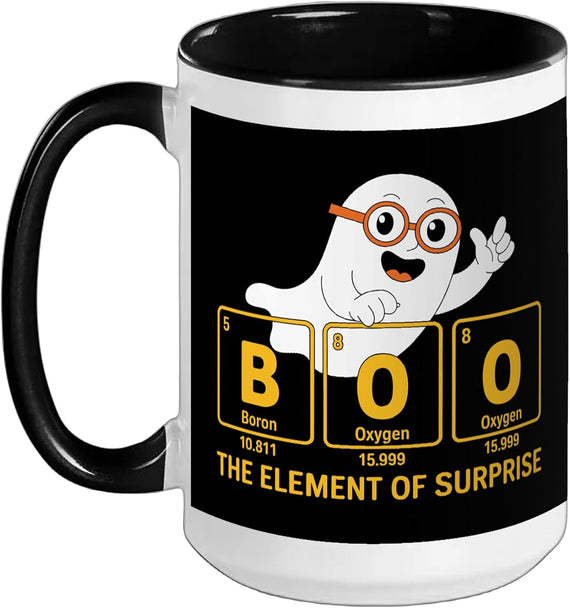 Halloween Boo the Element of Surprise Chemistry Science Ceramic Mug