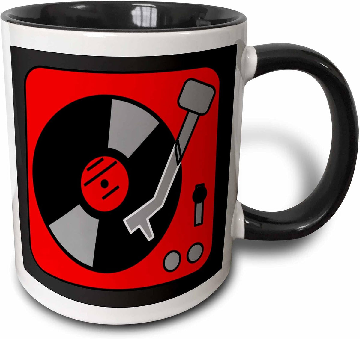 Retro Red And Black Record Player Ceramic Mug