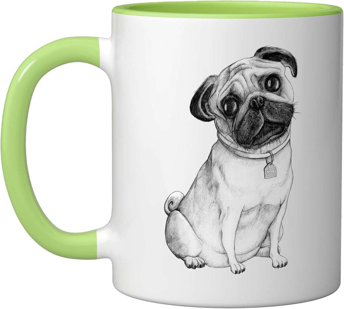 Pug Sketch Head Tilt Cute Dog Drawing Pug Lover Art Ceramic Mug