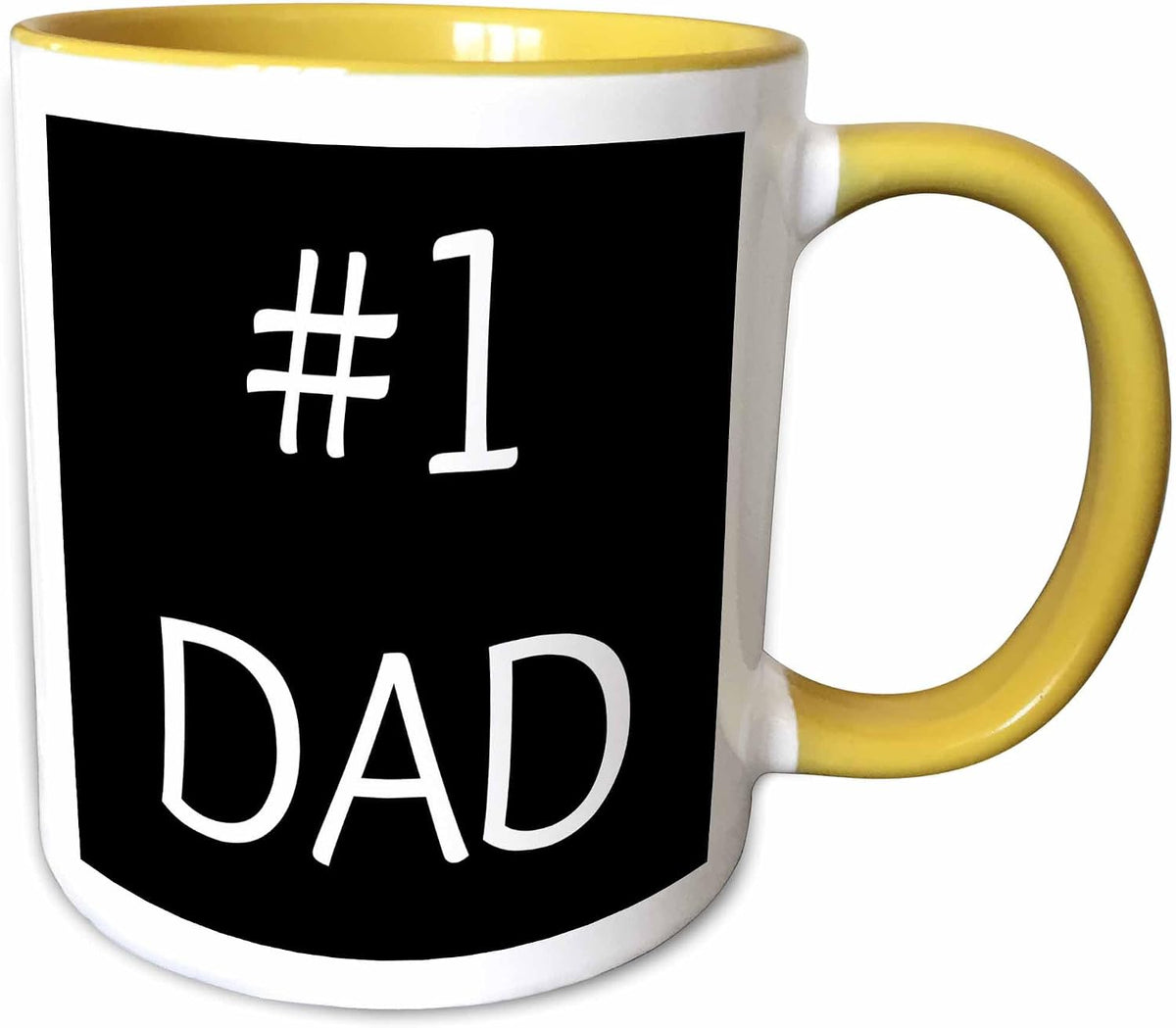 Number 1 Dad White Lettering Black Background Ceramic Mug