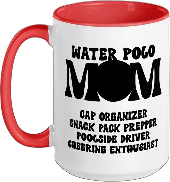 Water Polo Mom Cap Organizer Snack Pack Cheering Ceramic Mug