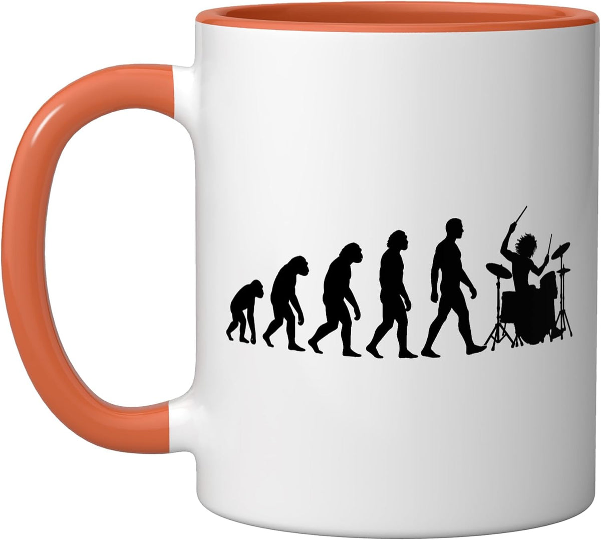 Drummer Evolution Funny Rock Musician Drumming Design Ceramic Mug