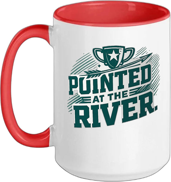 Pointed At The River Bowfishing Hunter Funny Ceramic Mug