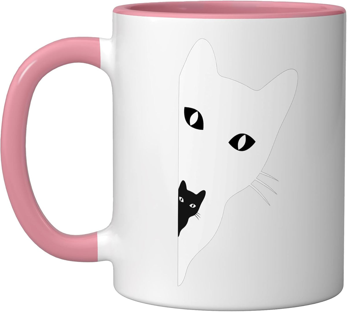 Peeking Cats White And Black Cute Ceramic Mug