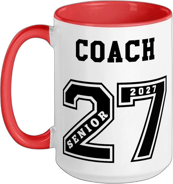 2027 Senior Coach (On Back) Senior 27 Coach Souvenir Gift Ceramic Mug
