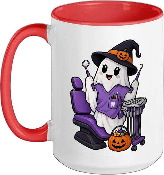 Cute Ghost Dentist Halloween Spooky Season Dental Ceramic Mug