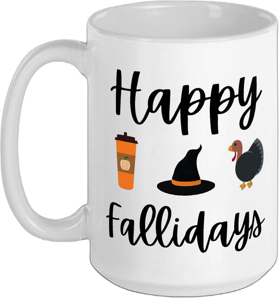 Fall Season Happy Fallidays Thanksgiving Halloween Ceramic Mug