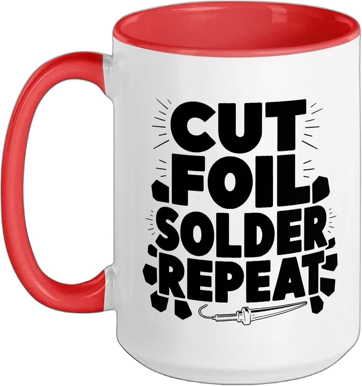 Stained Glass Artist Cut Foil Solder Repeat Process Copper Ceramic Mug