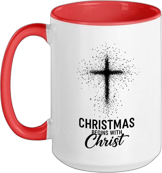 Christian Christmas Begins with Christ Religious Xmas Ceramic Mug