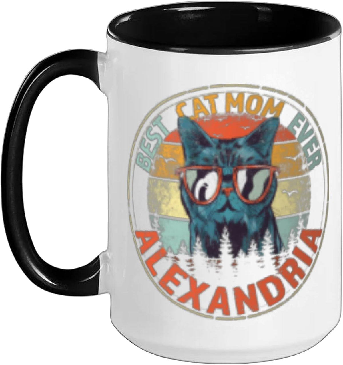 Best Cat Mom Ever Funny Custom Personalized Name Christmas Ceramic Mug