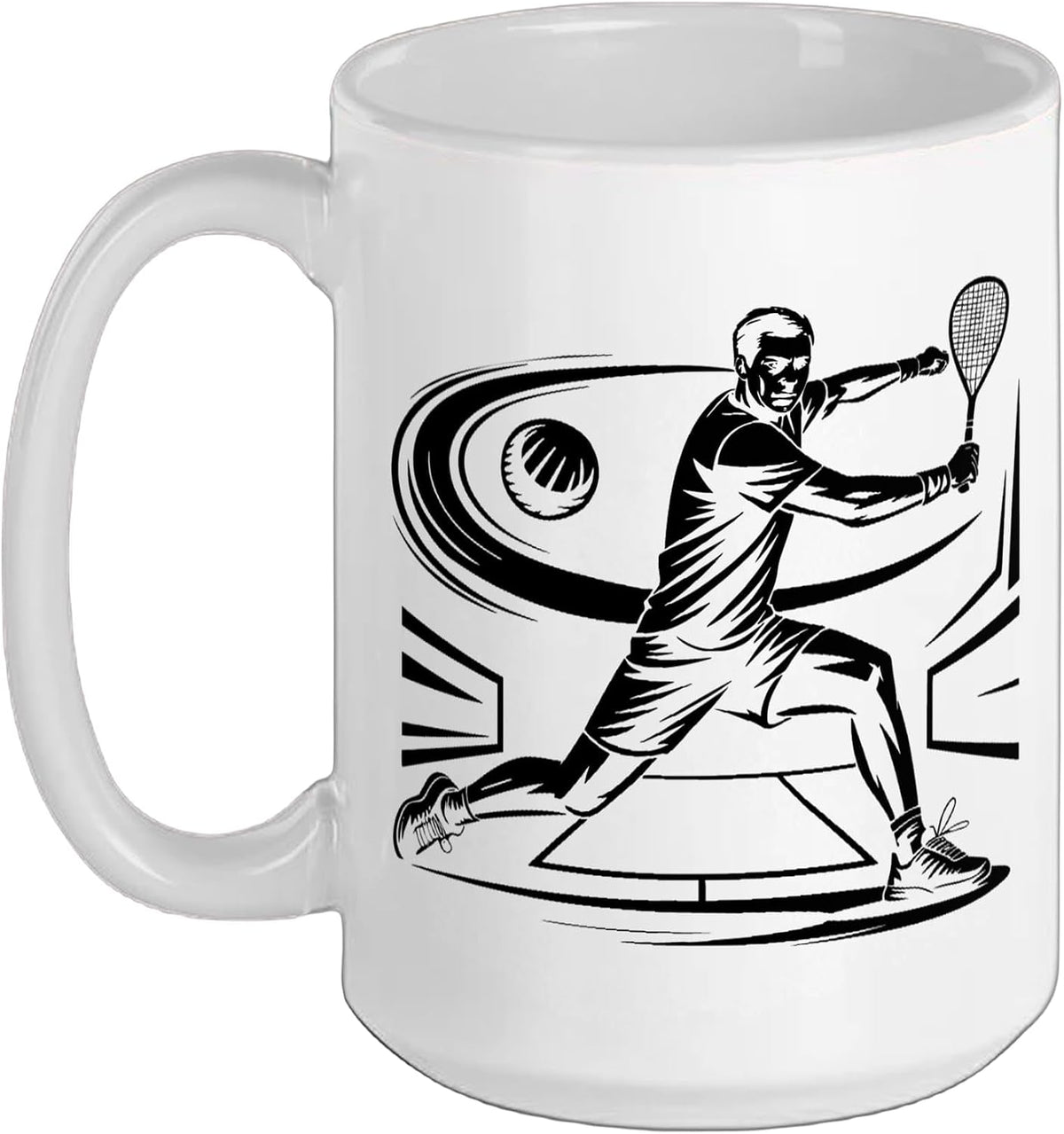Squash Player Heartbeat Pulse Ekg Court Sport Racket Ball Ceramic Mug