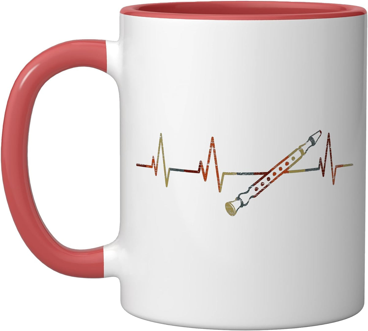 Flute Heartbeat Vintage Ecg Cardiogram Retro Ceramic Mug