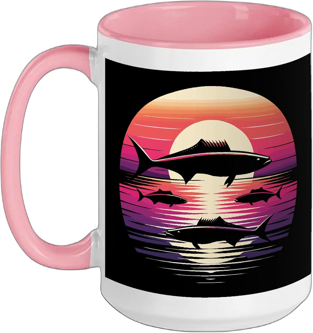 Marlin Sunset Jumping Fish Ocean Fishing Art Ceramic Mug