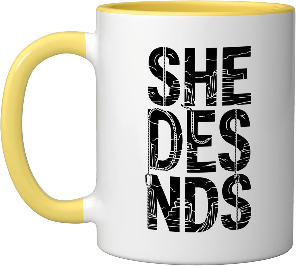 Female Canyoneer Woman Who Rappels Descends Canyon Walls Ceramic Mug
