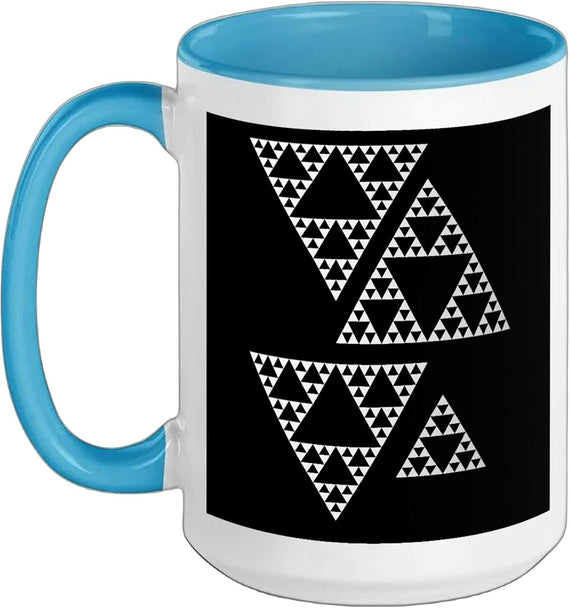 White Sierpinski Triangle Fractal Geometry Math Shapes Ceramic Mug