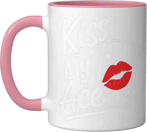 Kiss My Ace Lips Poker Card Ceramic Mug