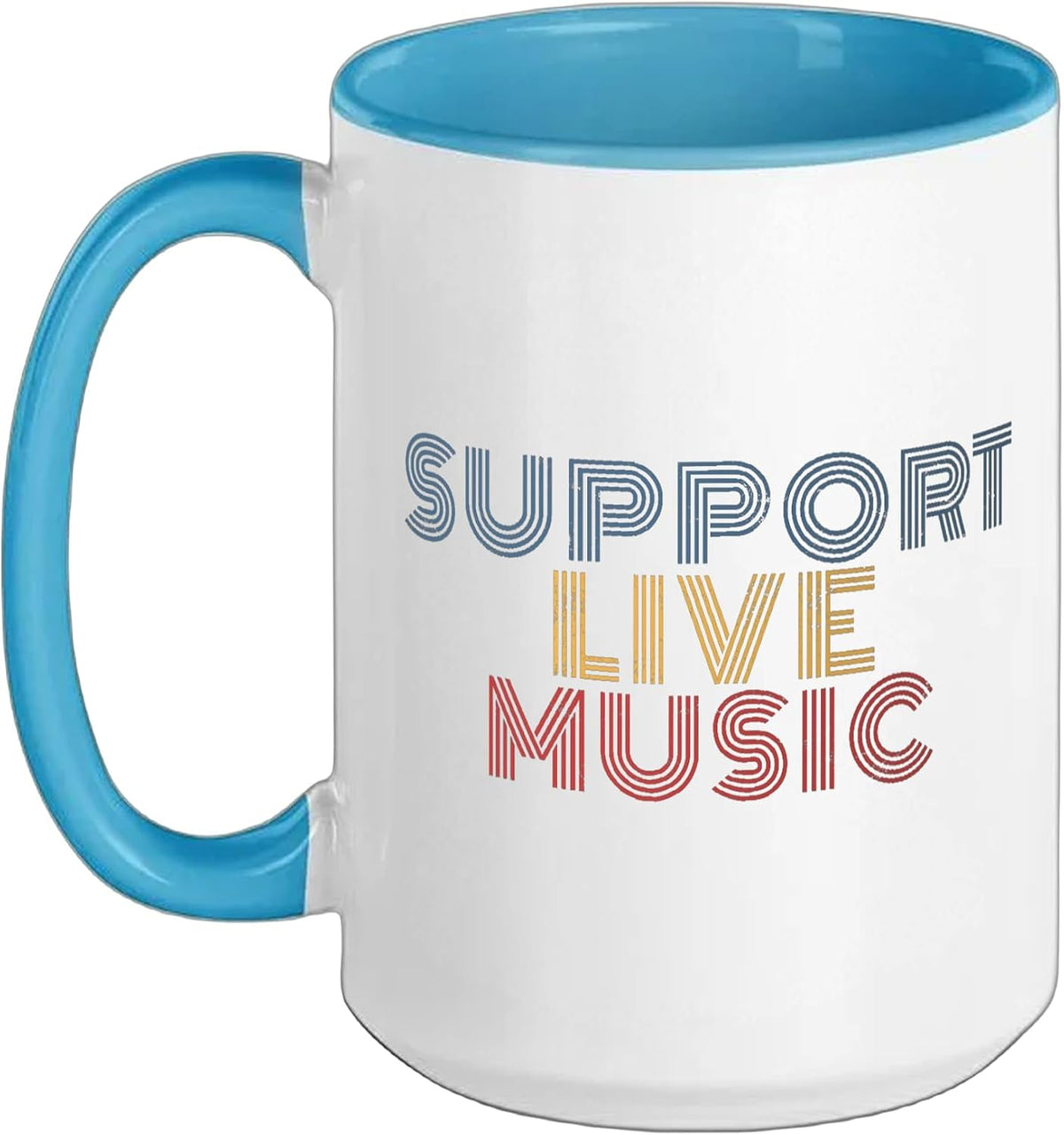 Support Live Music Retro Rainbow Band Concert Ceramic Mug