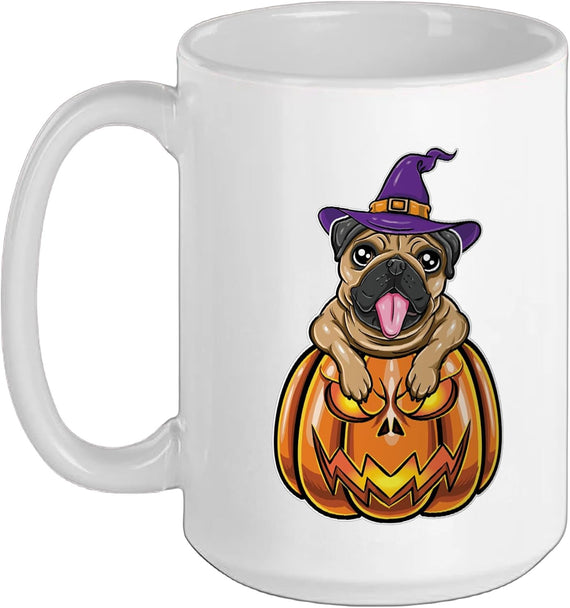 Pumpkin Pug Witch Cute Pug Halloween Ceramic Mug