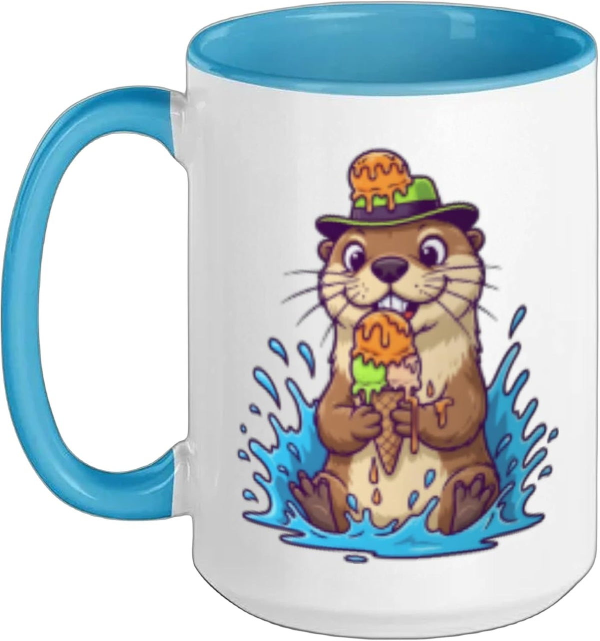 Cute Otter Animal And Ice Cream Design Gift Men Women Kids Ceramic Mug