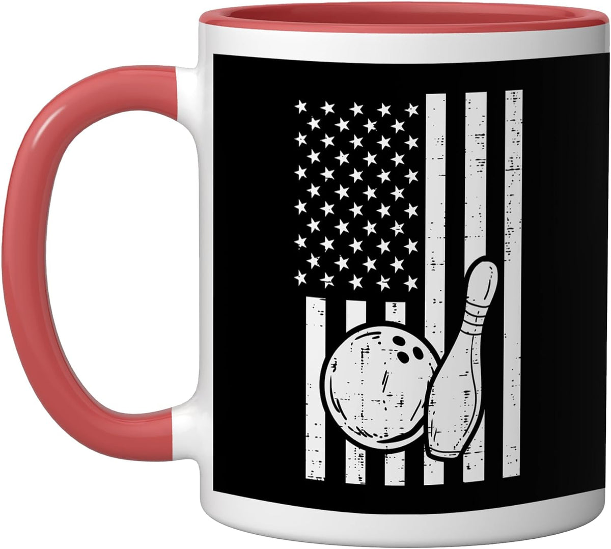 Bowler Us Flag Bowling Team Men Women Kids Boys Girls Ceramic Mug