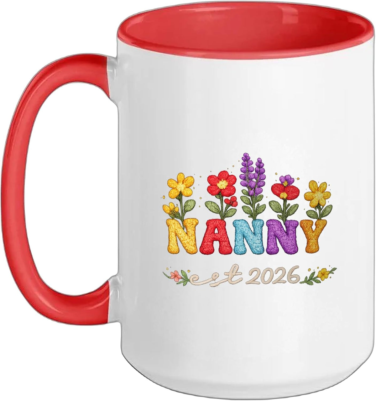 Nanny Est 2026 Wildflower Bloom Letters Ceramic Mug