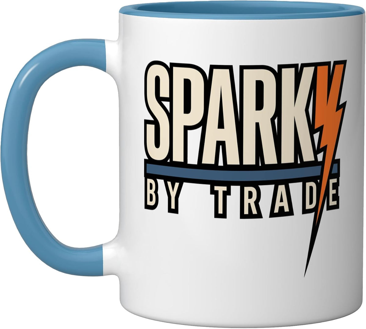 Electrician Lightning Bolt Spark Orange Vintage Badge Ceramic Mug