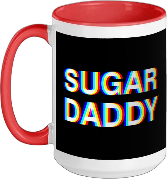 Sugar Daddy Glitch Text Retro Neon Ceramic Mug