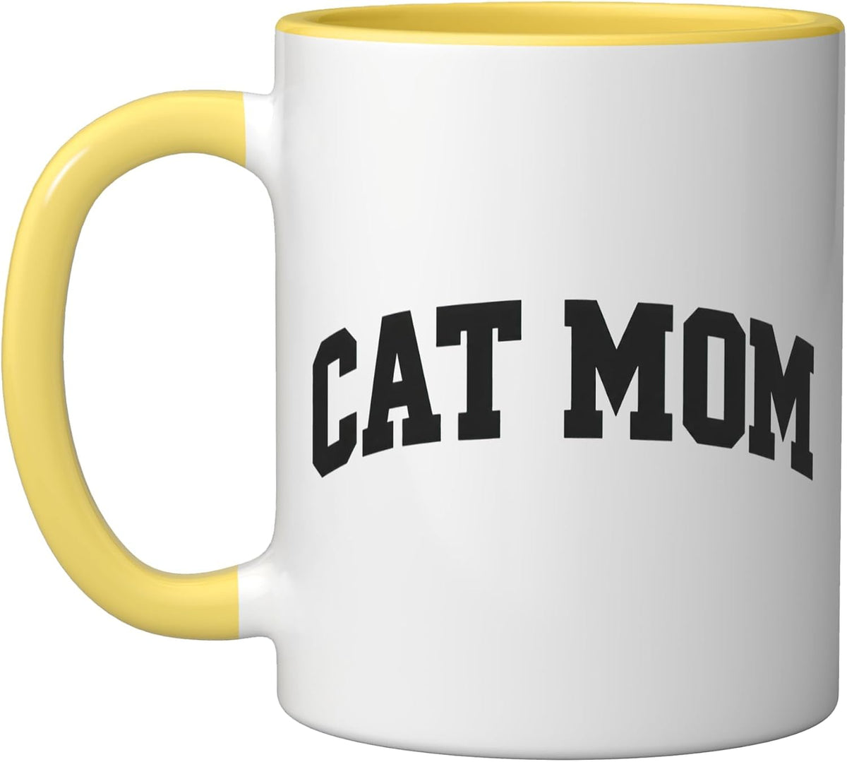 Cat Mom Varsity Arch Collegiate Letters Ceramic Mug