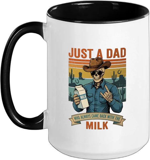 Skeleton Papa Just A Dad Who Always Came Back With The Milk Mug