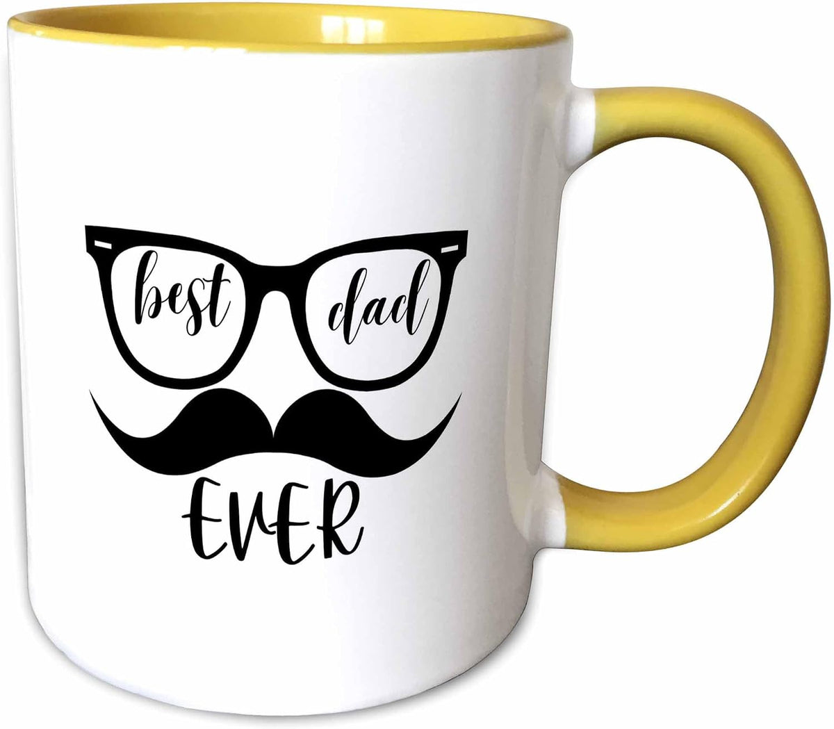 Best Dad Ever Glasses Mustache Typography Ceramic Mug
