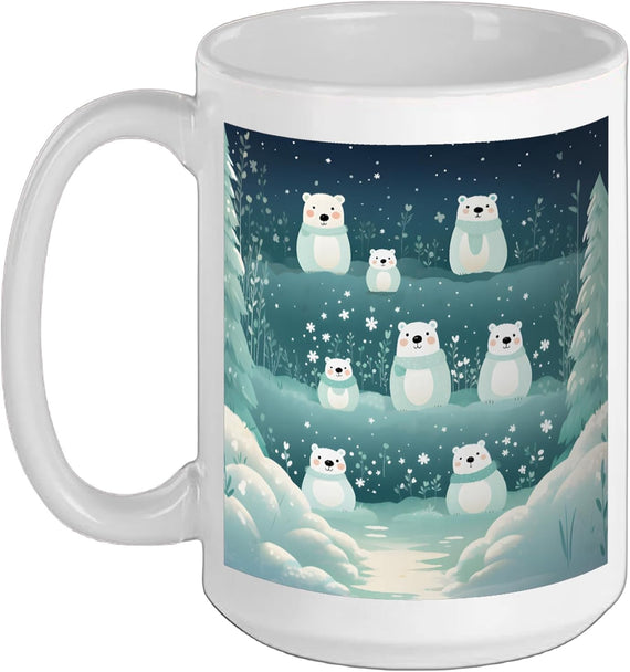 Cute Winter Polar Bear Pattern Ceramic Mug