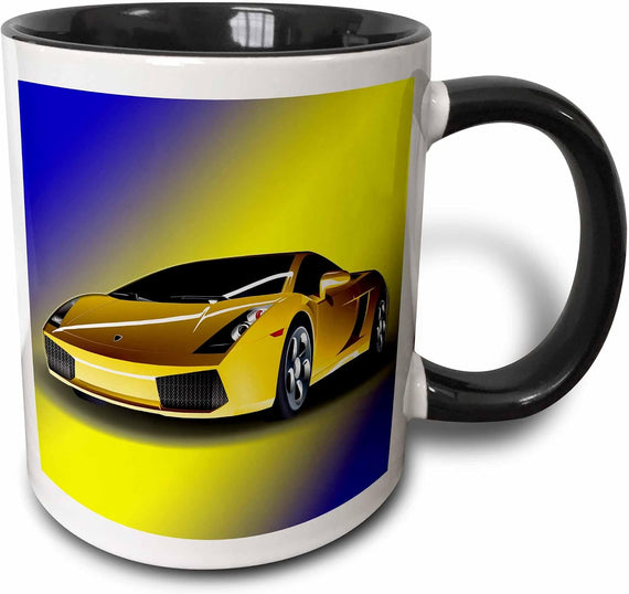 Cool Sport Car. Yellow Ceramic Mug