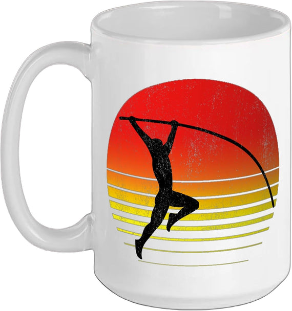 Pole Vault Sunset Distressed Worn Look Pole Vaulting Ceramic Mug