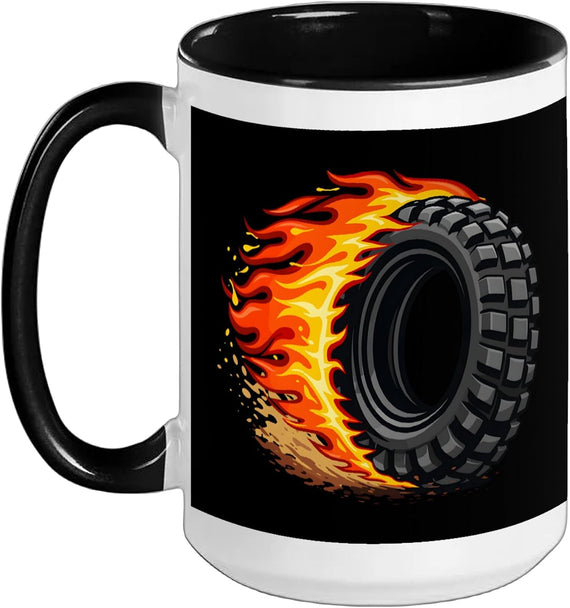 Motocross Dirt Bike Fire Tire For Kids Boys Girls Ceramic Mug