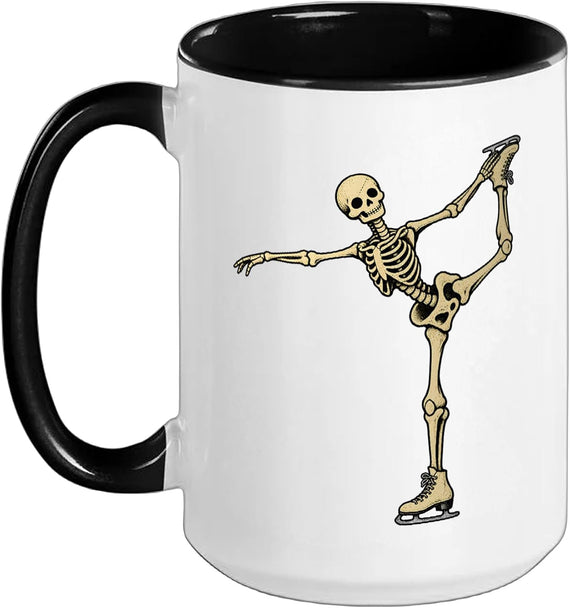 Skeleton Figure Skater Ice Skating Halloween Costume Ceramic Mug
