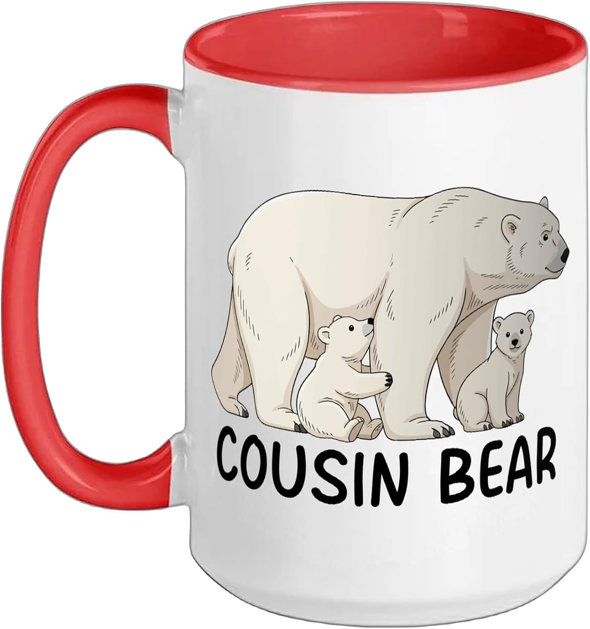 Cousin Bear With Two Cubs Siblings Polar Bear Family Ceramic Mug