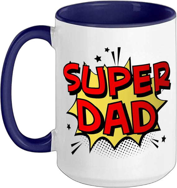 Cartoon Super Dad Funny Super Hero Dad Christmas Ceramic Mug