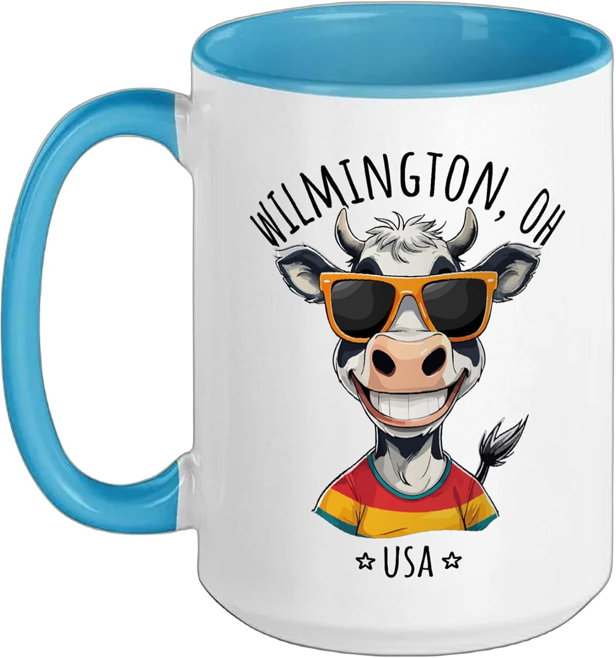 Wilmington Oh Usa Funny Cow Cartoon Design Ceramic Mug
