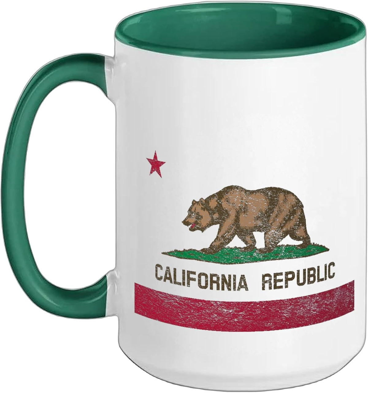 California State Flag Grizzly Bear Cali Distressed Style Ceramic Mug