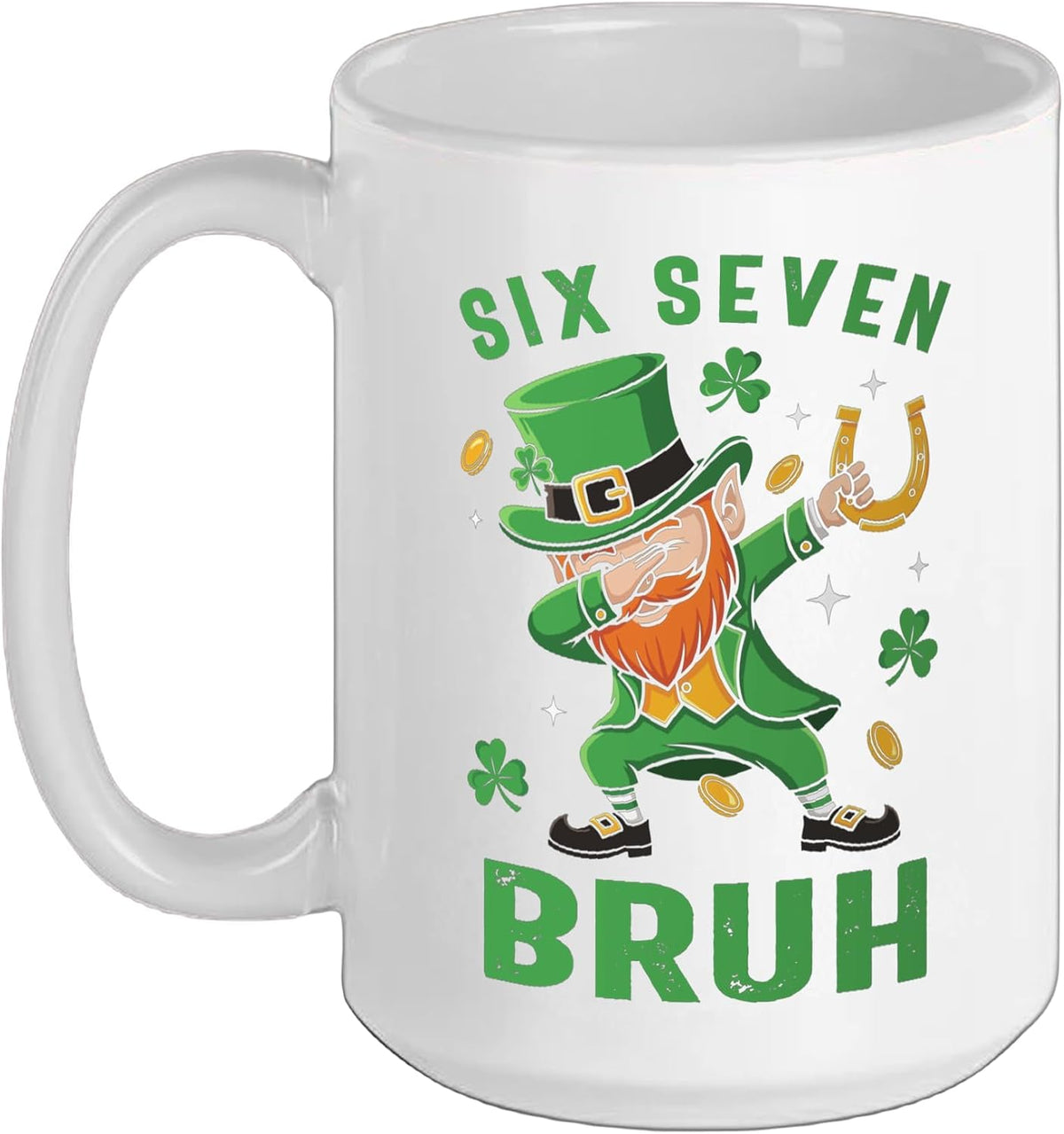 Bruh 67 Six Seven Dabbing Leprechaun St Patricks Day Irish Ceramic Mug