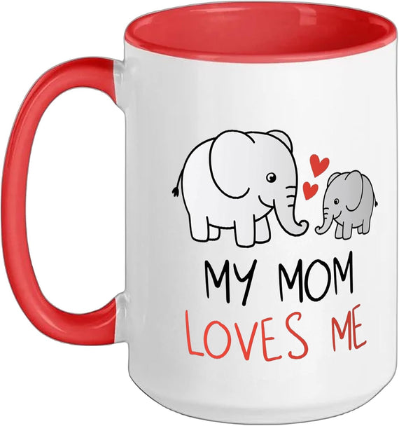 My Mom Loves Me Cute Elephant Family Ceramic Mug