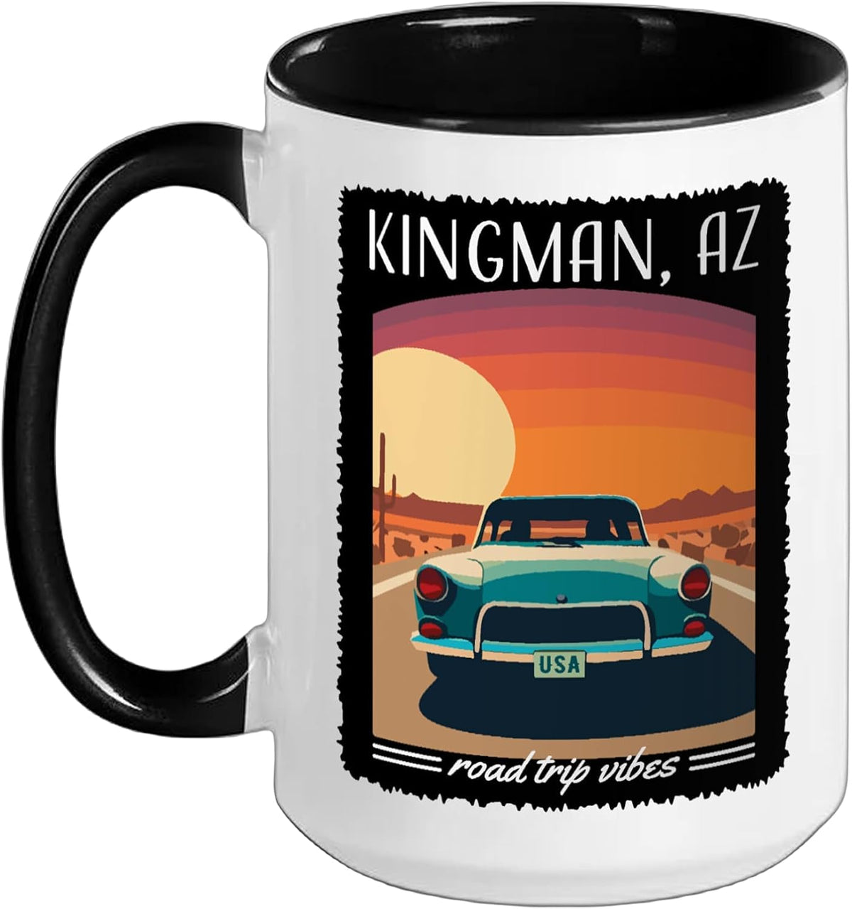 Kingman Az Retro Highway Nostalgic Vintage Car Design Ceramic Mug