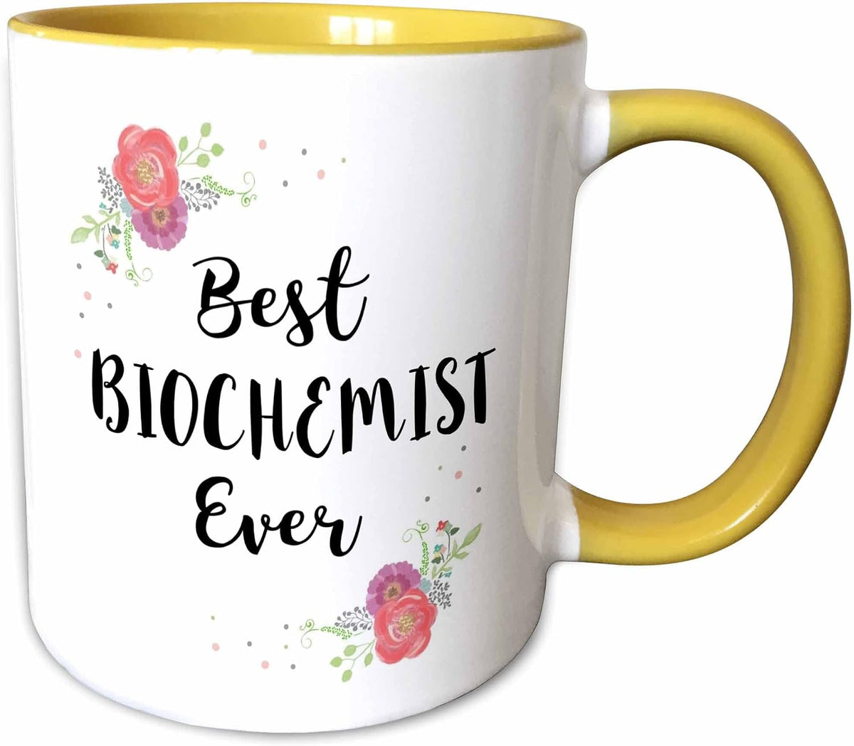 Floral Best Biochemist Ever Watercolor Pink Ceramic Mug