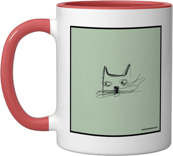 Abstract Line Cat Minimalist Kitty Drawing Ceramic Mug