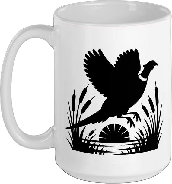 Ringneck Pheasant Upland Hunting Minimalist Nature Line Ceramic Mug