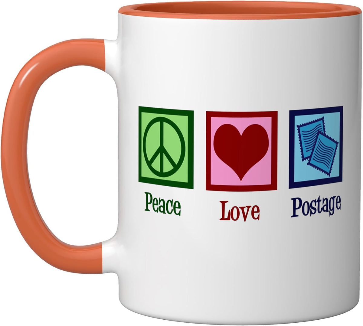 Peace Love Postage Stamps Cute Stamp Collector Ceramic Mug