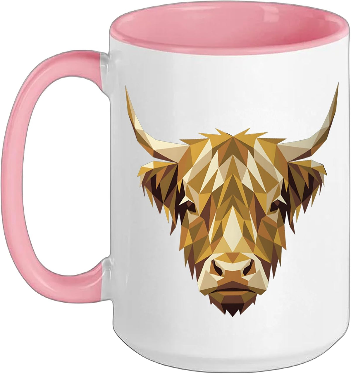 Highland Cow Low Poly Geometric Aesthetic Art Ceramic Mug